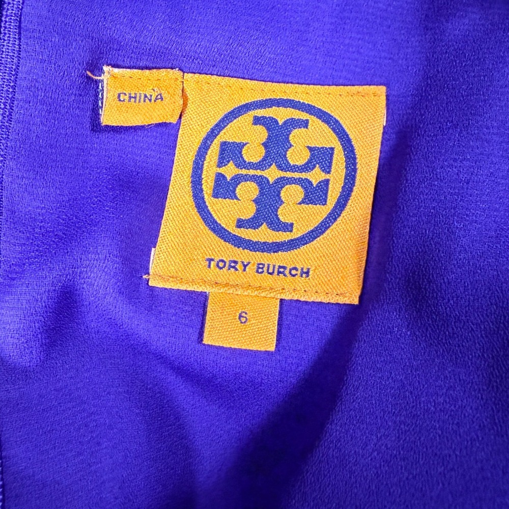 Tory Burch Purple Ruffle Pintuck Sleeveless Sheath Dress Size 6 - Picture 5 of 12